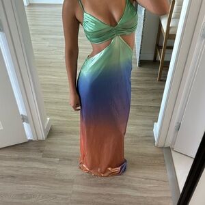 Multicolor Gradient Cutout Dress